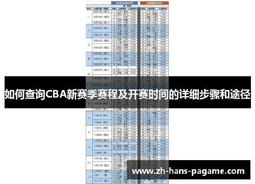 如何查询CBA新赛季赛程及开赛时间的详细步骤和途径